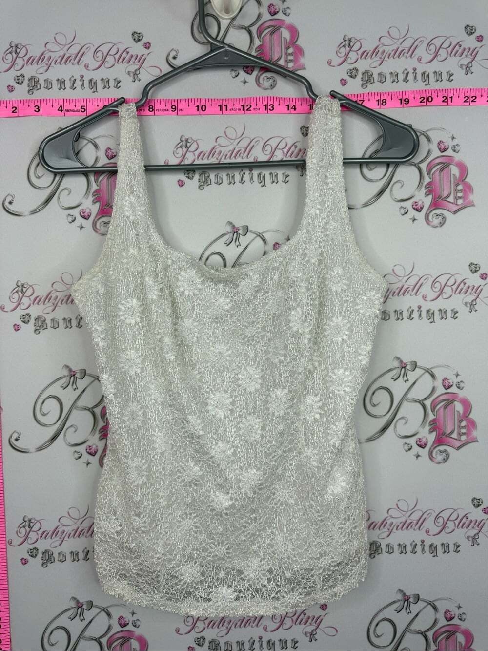 NICOLA tank top lace floral White Lace Scoop Neck Camisole